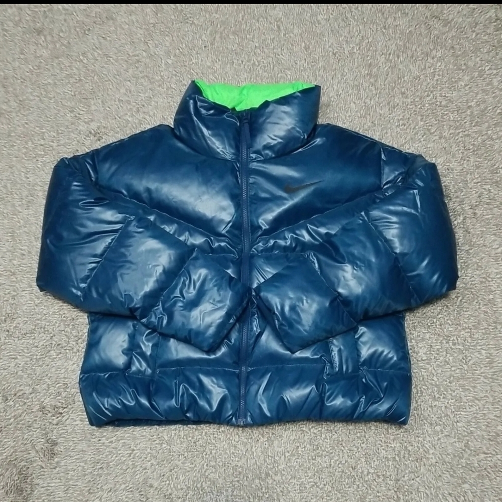 Nike Size Small Women Down Fill Repel Puffer Jacket Green Blue CU5813-460